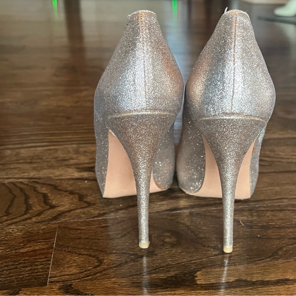 Stuart Weitzman Sparkle Peep-Toe Pumps in -Gold - Picture 11 of 15